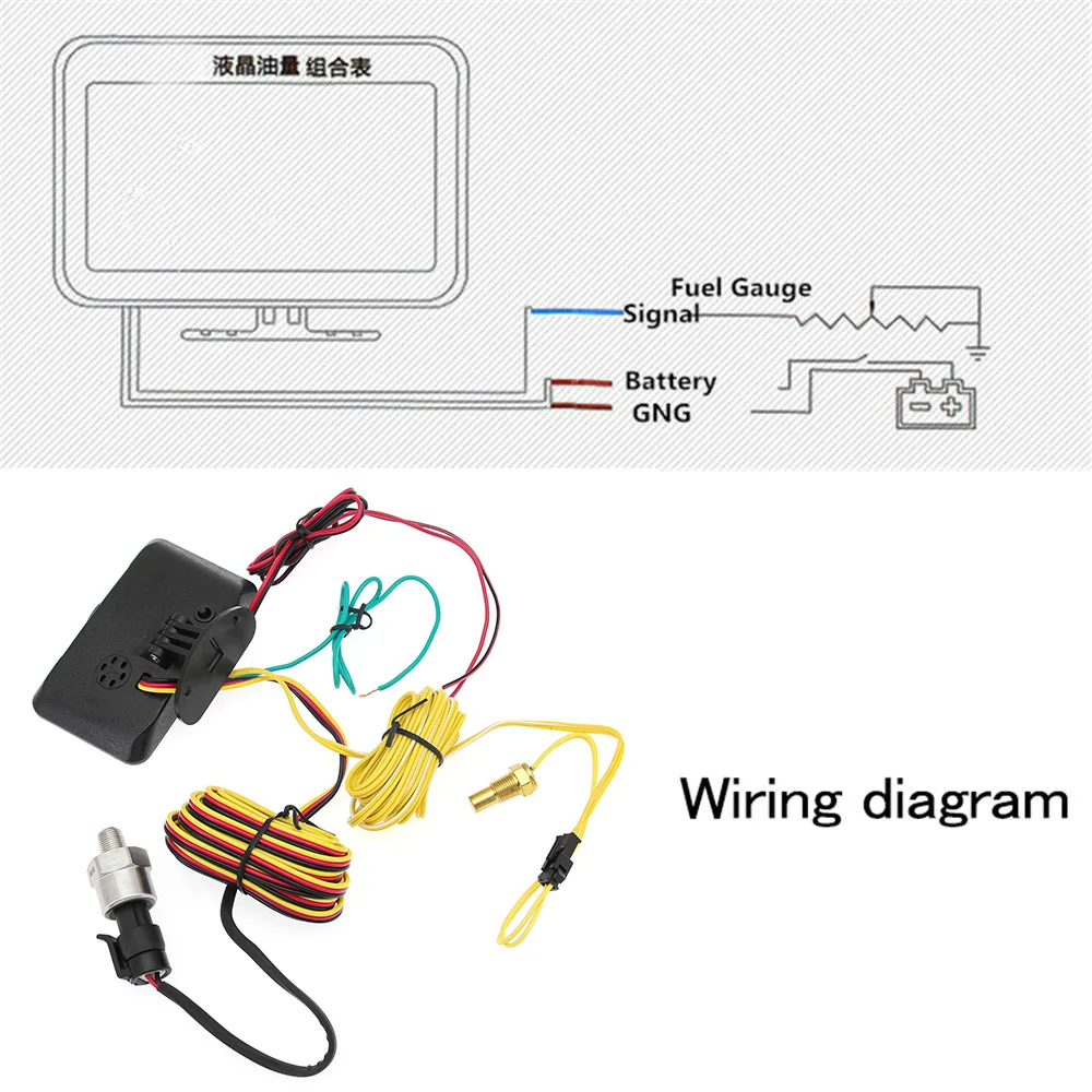 Instrument Panel 4in1 Universal LCD Car Digital ALARM Gauge Voltmeter Oil Pressure Fuel Water Temp 12V for voltimetro coche volt