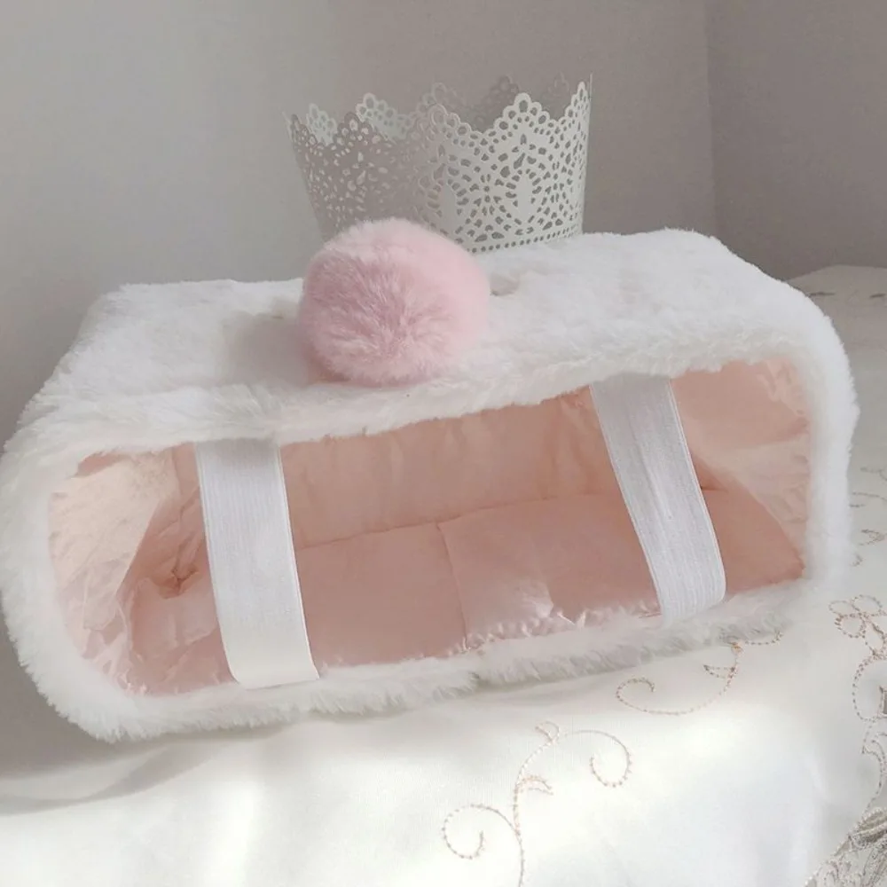 1pc Tissue Cover Cute Pink Plush Rabbit Tissues Storage Box Home Decoration Toilet Paper Holder Napkin Case