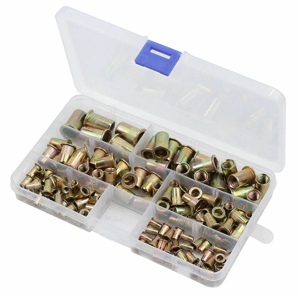 150PCS Rivet Nut Insert Tool Kit for M3M10 Carbon Steel with Zinc Plating Includes Various Sizes for Efficient Riveting