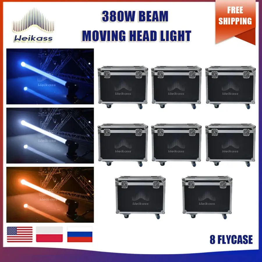 No Tax 8Pcs Flycases For 380W Beam Moving Head Light Indoor Beam 18R Lyre  Stage Lights DMX Disco stage beam Searchlight