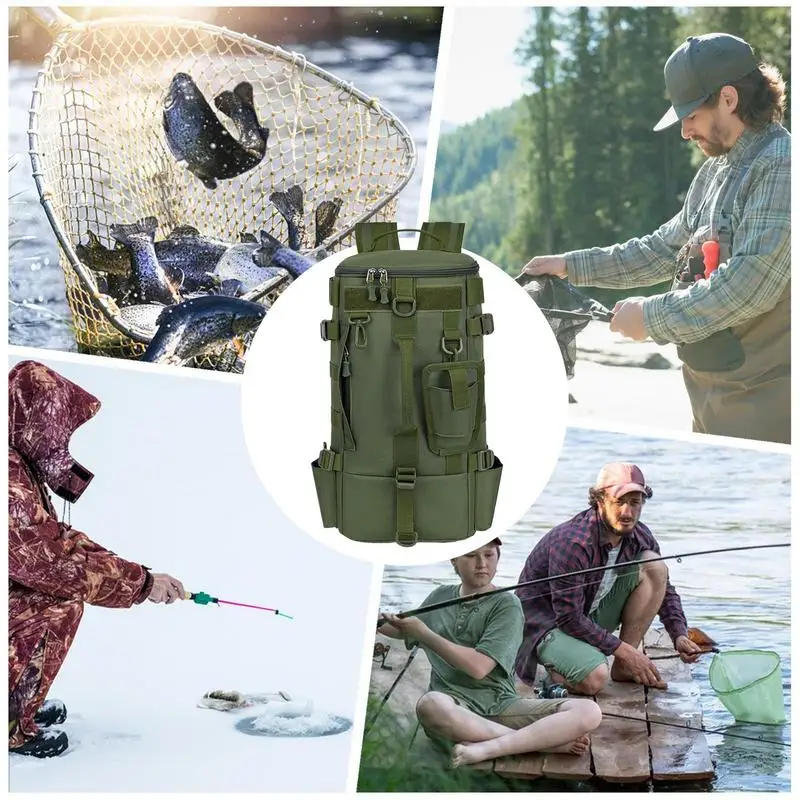 Angeln Rucksack Tackle Rucksack Mit Rutenhalter Wasserdicht Survival Pack Köder Lagerung Wandern Daypack Für Camping Wochenenden Kajak
