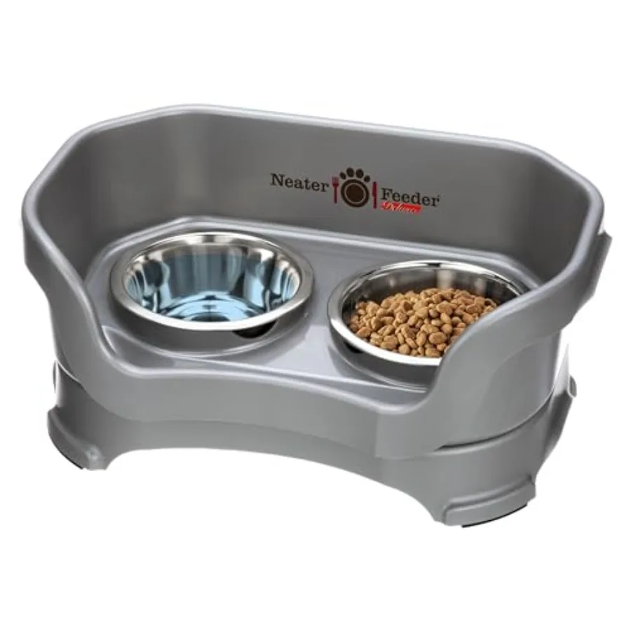 

Neater Feeder Deluxe Mess Proof Cat Bowls Elevated, Made in USA, No Spill Raised Bowls for Indoor Cats, Stainless Steel Food an