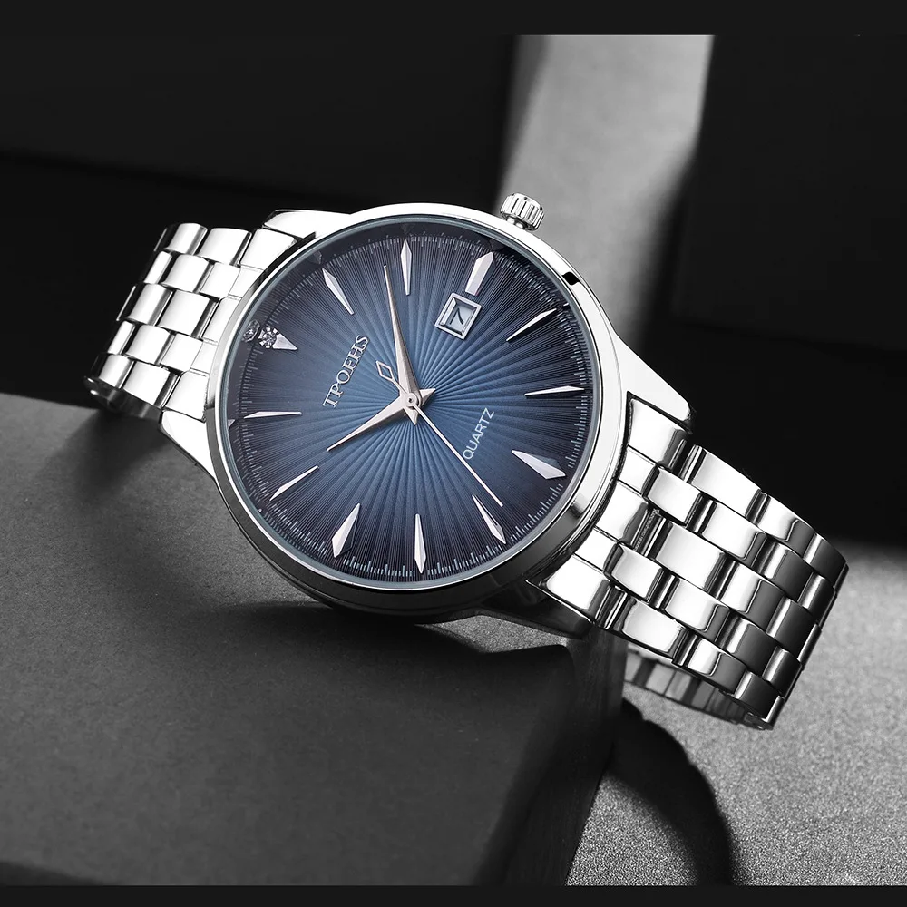 

Fashion High-end Waterproof Quartz Watch Diamond Dial Calendar Watch Steel Band Business Watches for Men