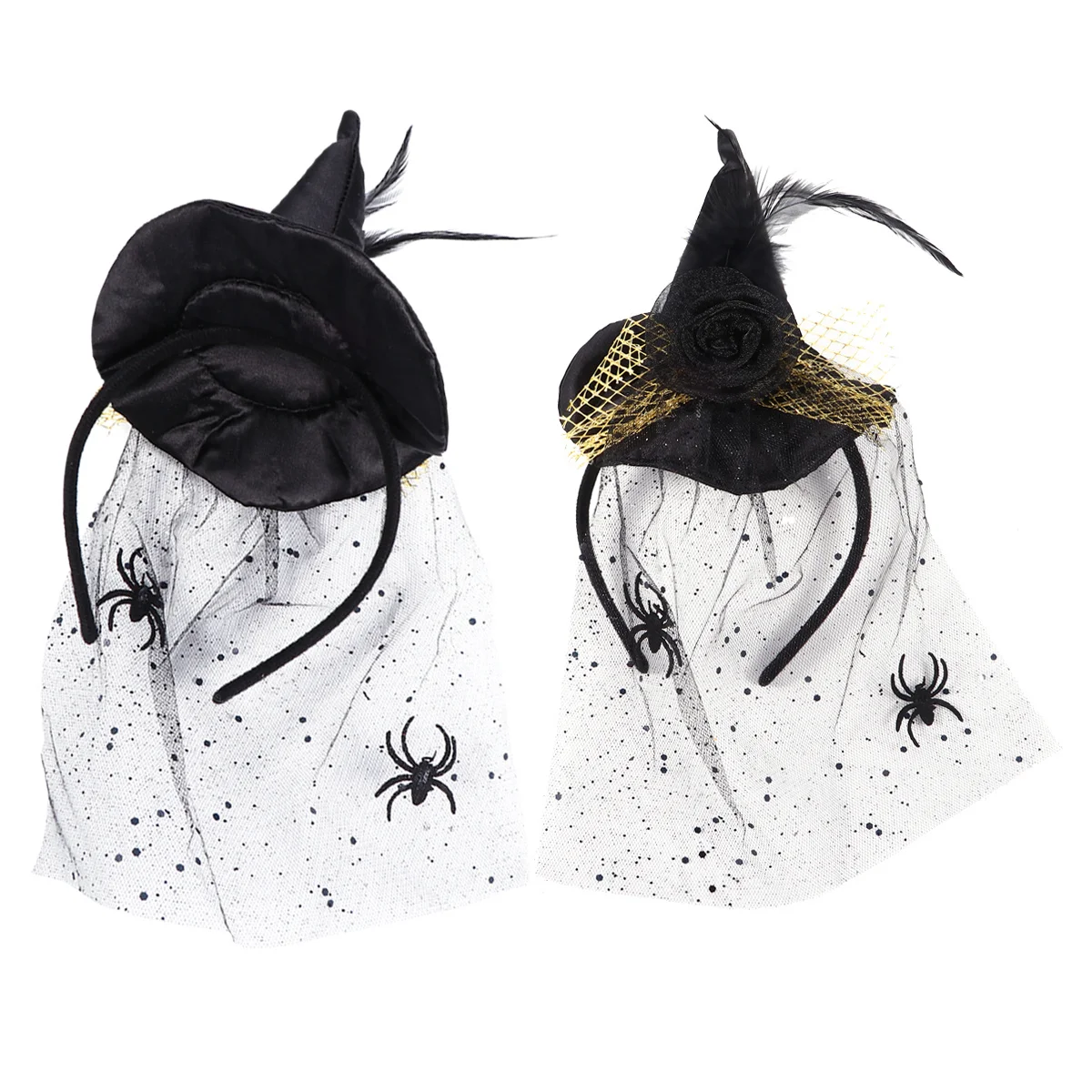 

2 Pcs Clothing Witch Spider Veil Women's Hats Headbands for Fabric (Polyester) Halloween Gift