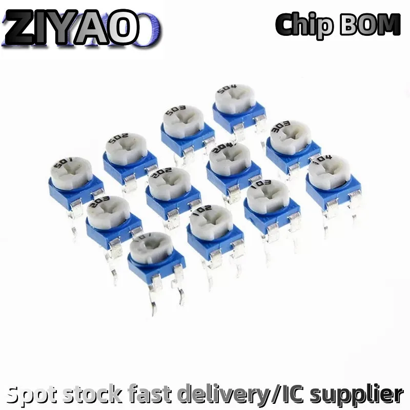 100pcs RM065 RM-065 100 200 500 1K 2K 5K 10K 20K 50K 100K 200K 500K 1M ohm Trimpot Trimmer Potentiometer variable resistor WH06