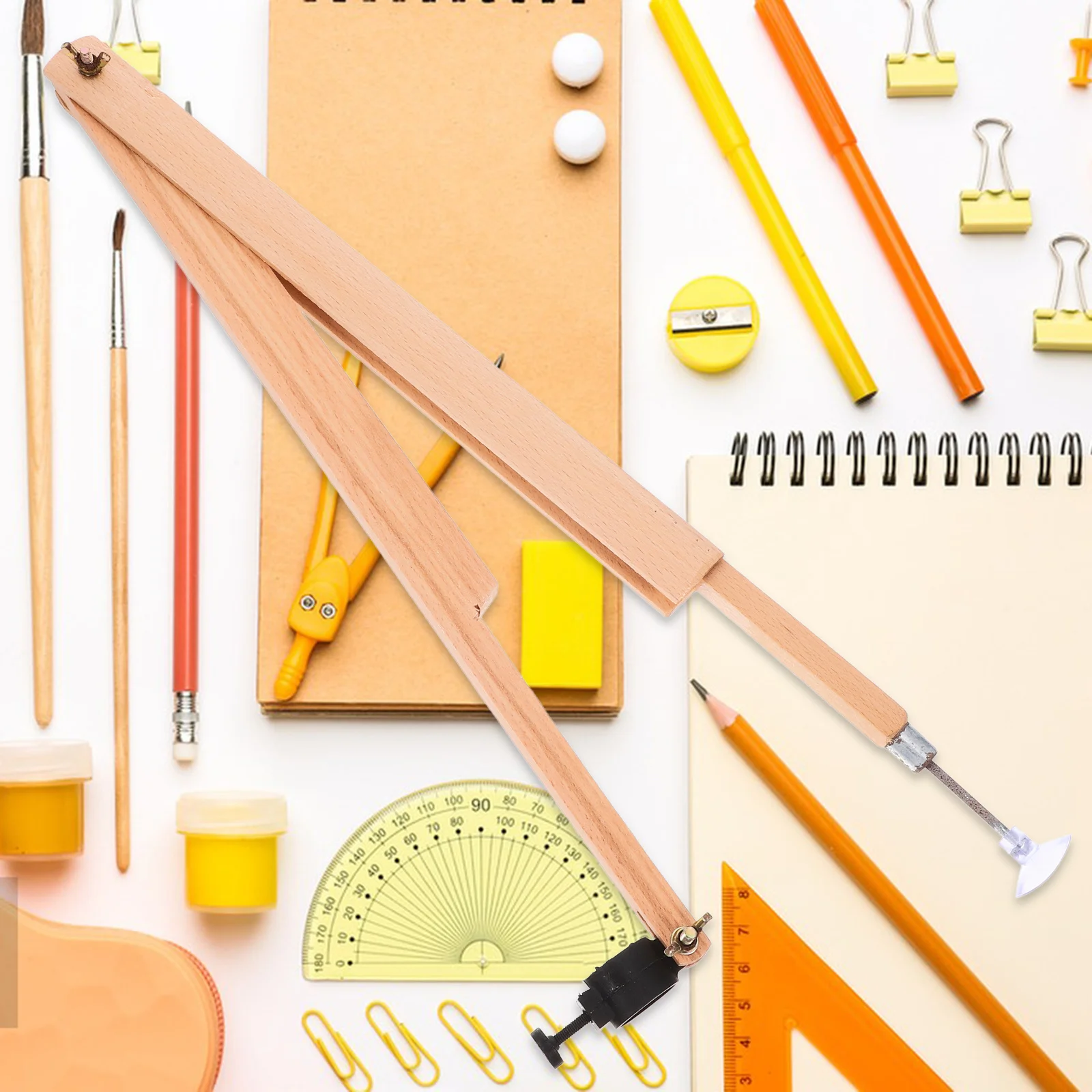 

Large Wooden Compass 120Cm Diameter Drawing Circle Tool Marker Chalk Grip Ideal for Teaching Demonstration Board