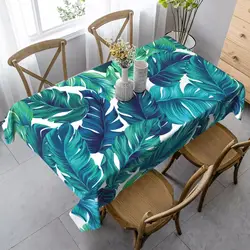 Tropical Palm Leaves Tablecloth Summer Hawaiian Themed Indoor Outdoor Picnic Party Tablecover Kitchen Dining Table Wedding Decor