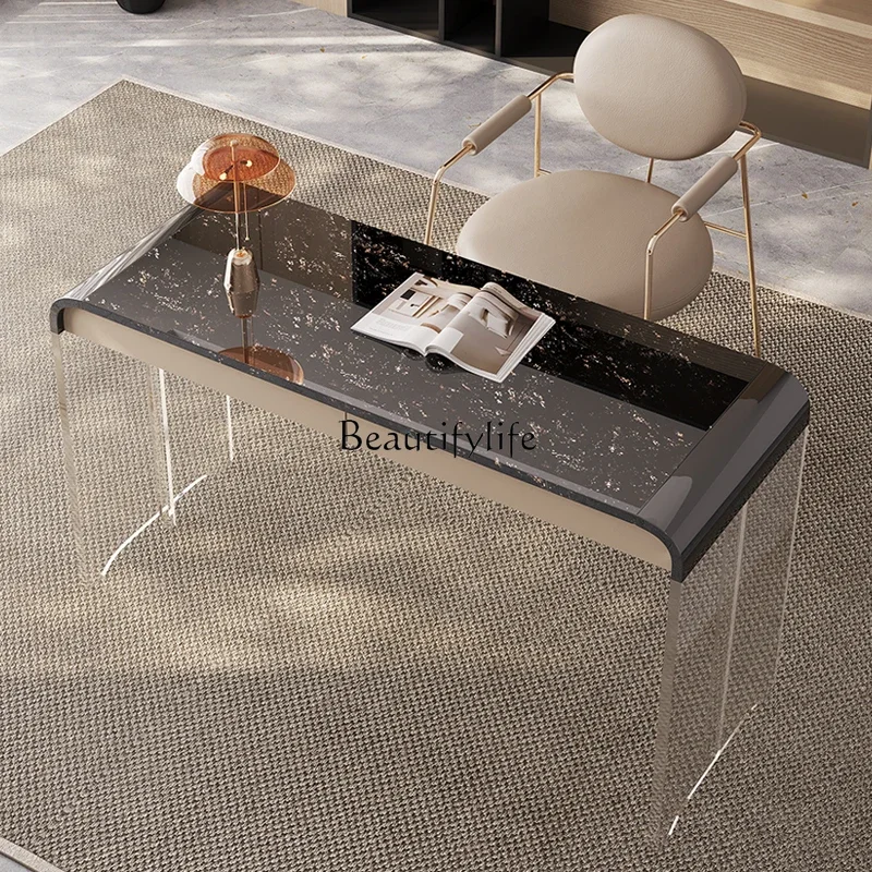 

yj9 Acrylic Desk Marble Platinum Diamond Surface Floating Cream Style Natural Luxury Stone High-End Table