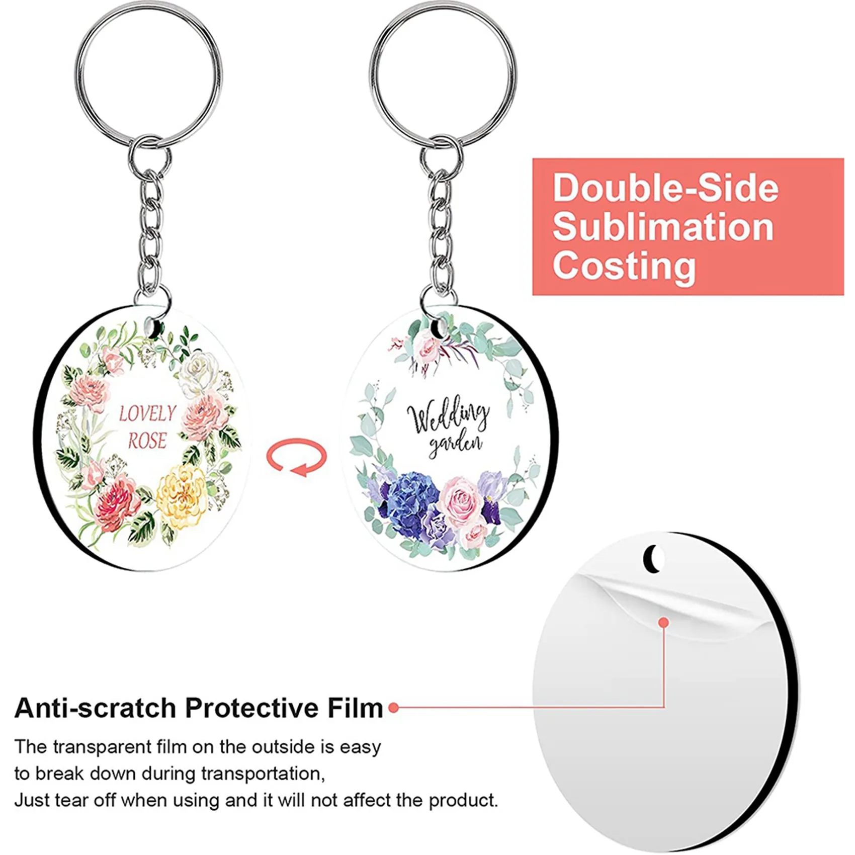 Just- 300PCS Sublimation Blanks Keychains Bulk, Keychains Ornament Set for Crafts, Jewelry Making