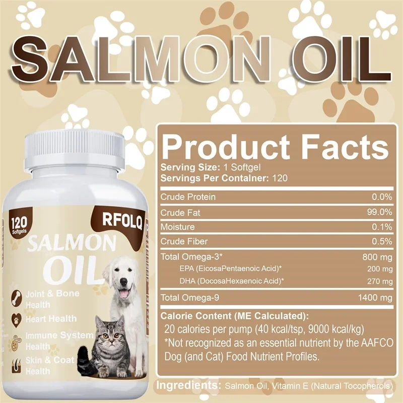 Salmon Oil for Dogs & Cats -  for Skin and Hair, Promotes Soft, Shiny, Smooth Coat, Reduces Dry and Itchy Skin, Allergy Support