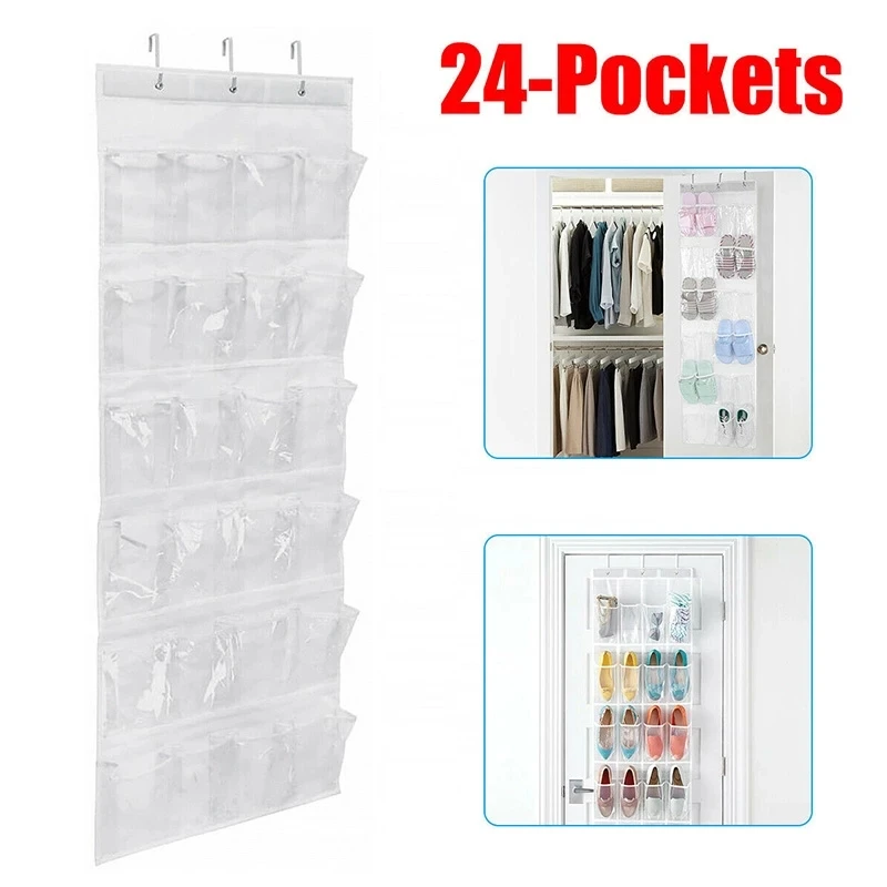 

24 Pockets Shoes Organizer Rack Hanging Organizers Space Saver Hanging Over The Door Behind Closet Organizer Storage Hanger Bag