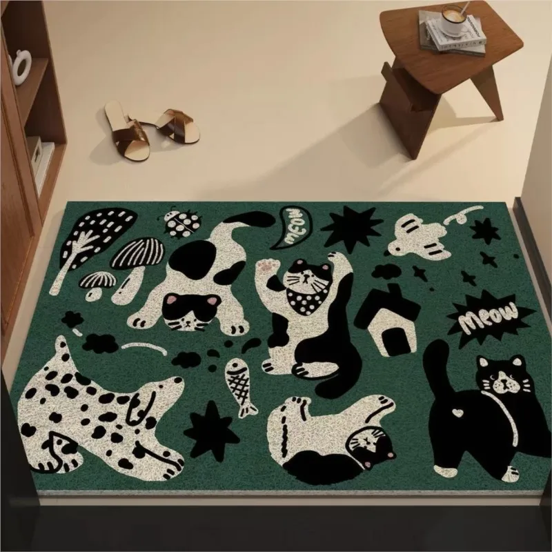 2026 Antique Style Retro Entrance Door Floor Mat Cartoon Animal Entrance Foyer Carpet Anti Slip Earth Rubbing Door Foot MatZI950