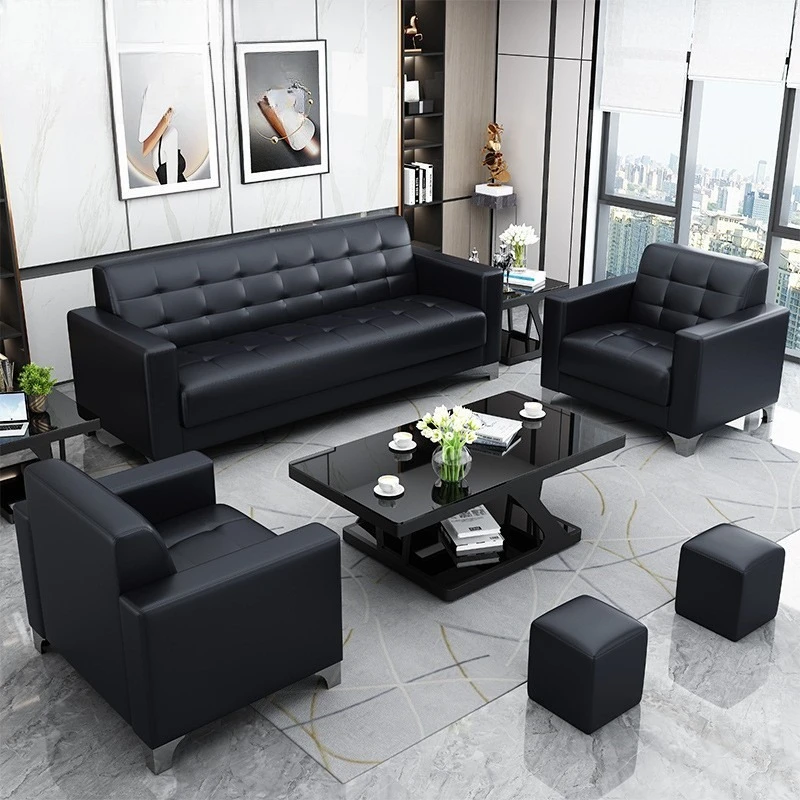 Office Sofa Coffee Table Combination Simple Modern Business Meeting Lounge Reception Room Office Small Triple