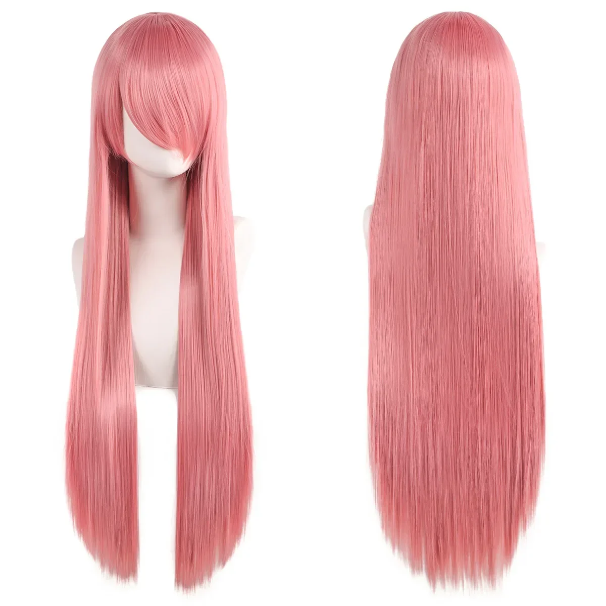 WHIMSICAL W Lolita Wig 80cm Long Synthetic White Purple Cosplay Wigs Green Hair Straight Silver Wig with Bangs Pink Hairpiece view 6