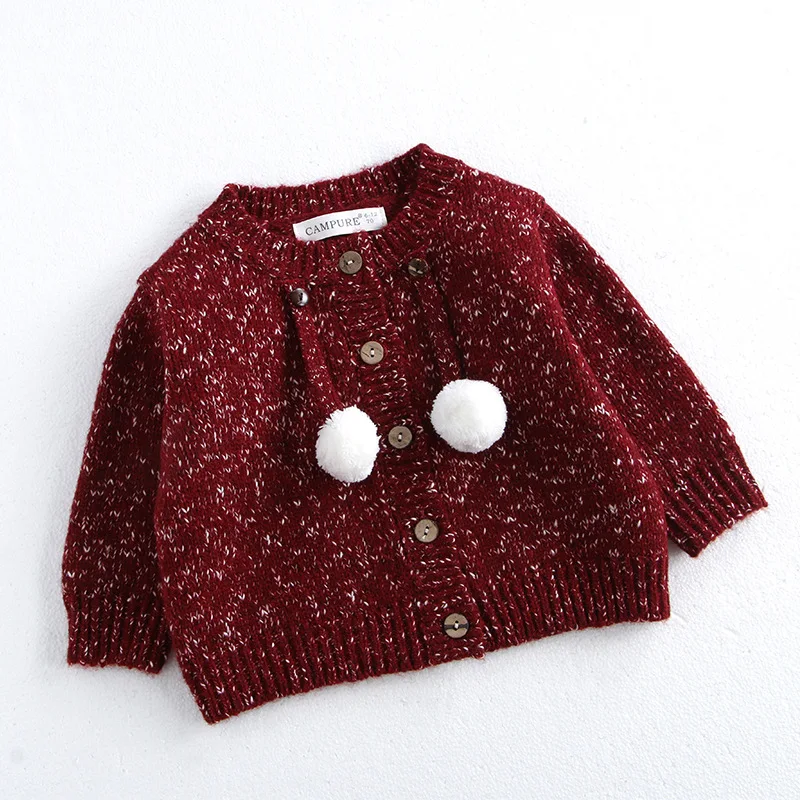 MiniAinis Autumn Winter New Girls Knitted Red Christmas Snowflake Sweater Girl Knit Cotton Long Sleeve Jacket Coat Clothes