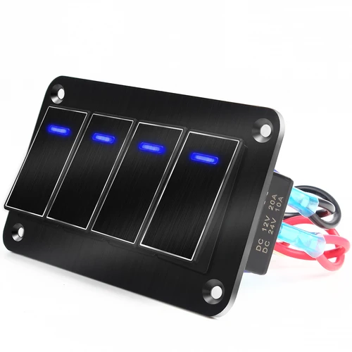 Imagen 2 del producto Panel de interruptor de barco marino de Metal de 2-8 entradas, Panel de interruptor basculante de encendido y apagado LED para barco marino, caravana, RV, 12V, 24V con coches
