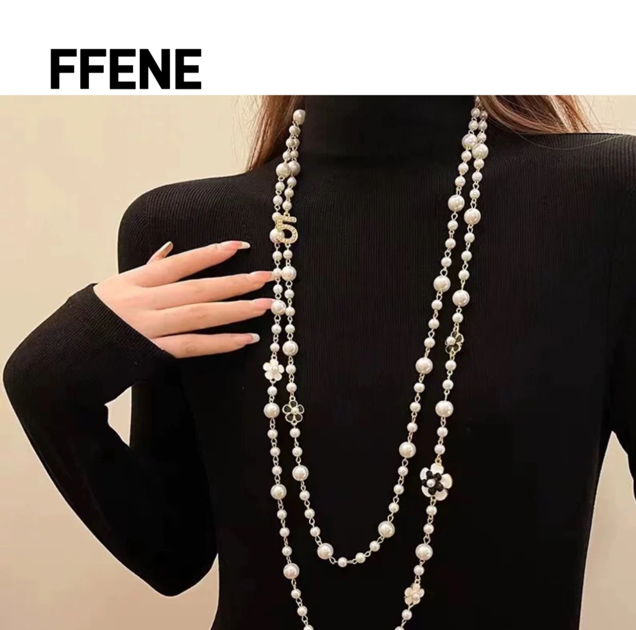 

Luxurious and high-end multi-layer pearl necklace for women, elegant and simple, long winter and autumn sweater chain, jewelry