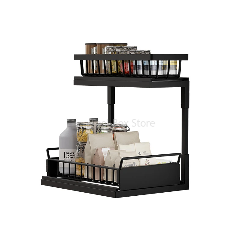 

2 Tier Under Sink Organizer and Storage Rack Kitchen Dish Drying Rack Slide Out Cabinet Organizer Shelf for Bathroom, Kitchen