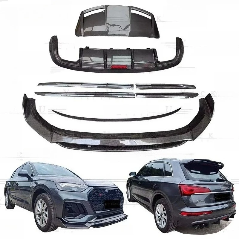 

Carbon Fiber Body Kit forAudi Q5L 2018-2022 Front Lip Side Skirt Rear Lip Spoiler Top Wing CF Rearview Mirror Housing Q5