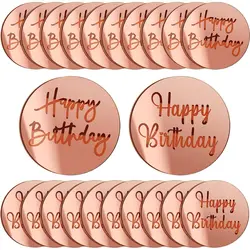 20pcs Acrylic Cake Disc Cupcake Toppers Mirror Acrylic Cake Toppers Round Birthday Engraved Topper Charms