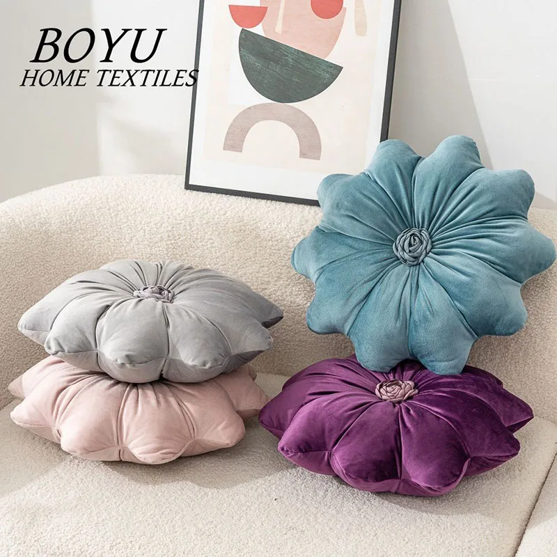 

Dutch Velvet Sunflower Pillow Flower shaped Pillow Simple Style Decorative Cushion Sofa Bedroom Pillow