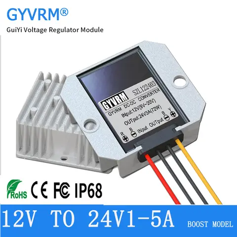 GYVRM 12V a 24V 1A 2A 3A 4A 5A 10A 15A 20A 25A Convertidor CC elevador de 12 voltios a 24 voltios 120W Regulador de voltaje de refuerzo CE RoHS