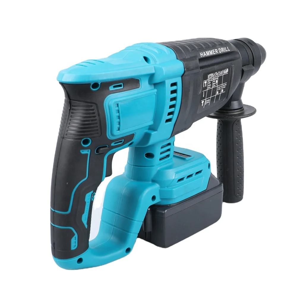Factory Two 20V Li-ion Batteries Cordless Rotary Hammer Drill Heavy Duty Brushless 26mm Demolition Hammer Kit Industrial DIY