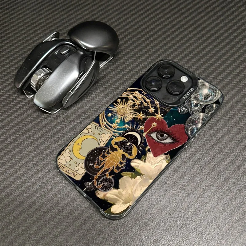 

Doodles Retro Hearts Unique Scorpions Constellation Patterns Phone Case For iPhone 17 16 15 14 13 12 11 Pro Max Plus 17Air Cover