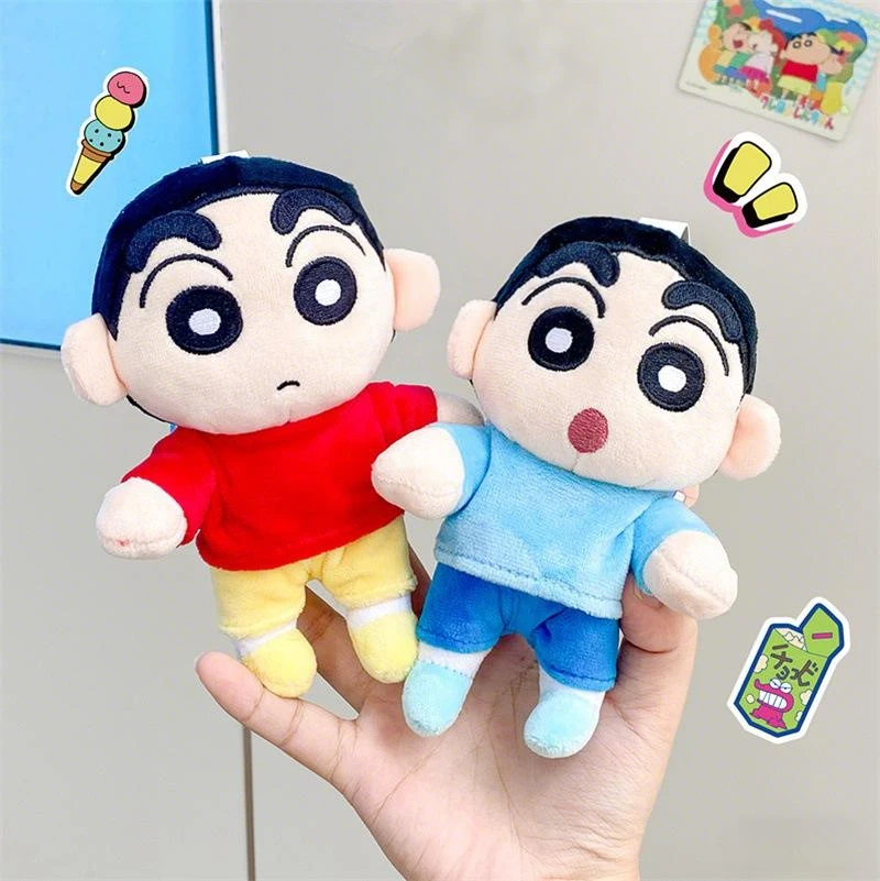 12CM anime Crayon Shin chans cartoon twisted joint movable plush doll keychain kawaii school bag pendant cute accessories gift