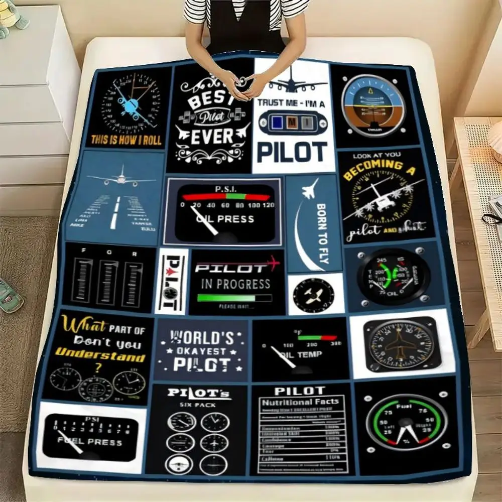 Aviation-Themed Soft Fleece Blanket - Features Unique Jet and Pilot Graphics, Inspirational Quotes like 'BEST DAD EVER' and 'BOR