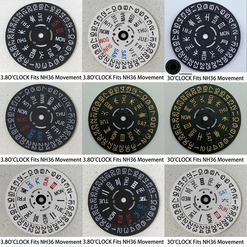 

NH36 светящиеся часы с механизмом, колесо с двойным календарем, 3,0/3,8/4,2 часа, подходят для NH36, аксессуары для механизмов, часы для мужчин