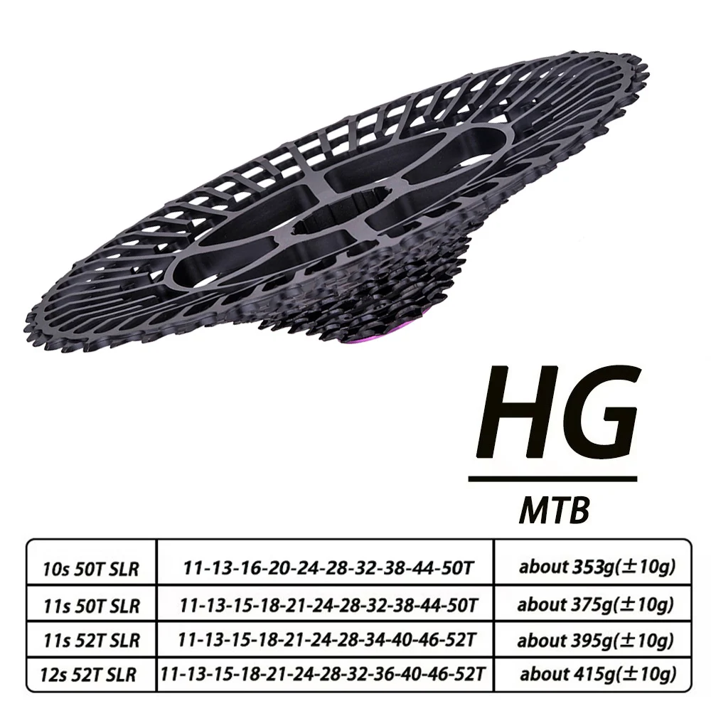ZTTO MTB SLR 10/11/12 Speed 11-50T 11-52T Black Cassette 10s 11s 12s 50T 52T Ultralight HG Freewheel ULT Sprocket CNC K7