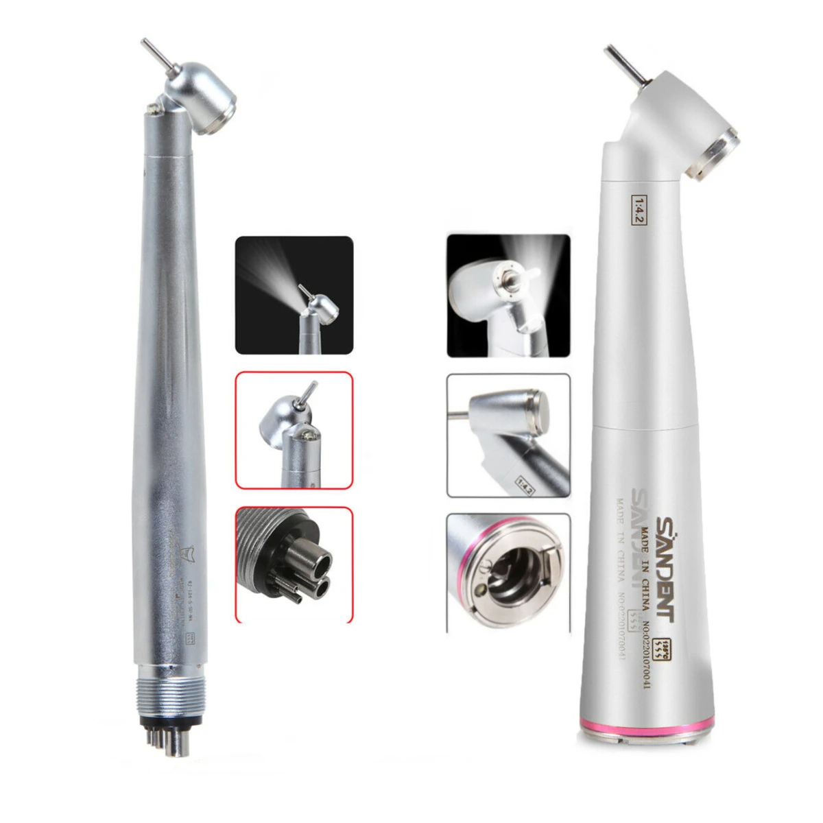 

Surgical Dental Optic Fiber 45 Degree Head Push Button / 1:4.2 increasing Contra Angle Inner Channel Spray Handpiece