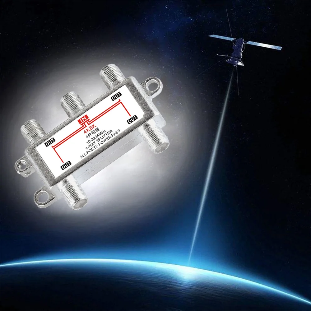 4K8K 10-3224MHz 4 Way Satellite Antenna Cable TV  Distributor F Type SP-04 Splitter TV Equipments Signal Receiver for SATV/CATV