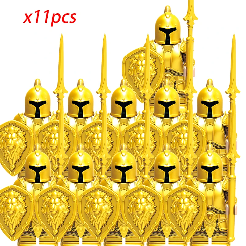 

11pcs Medieval Rome Electroplated Gold 7th Legion Armor Set DT014to17:Swords Detailed Armor Pieces Figures Toys for Kids