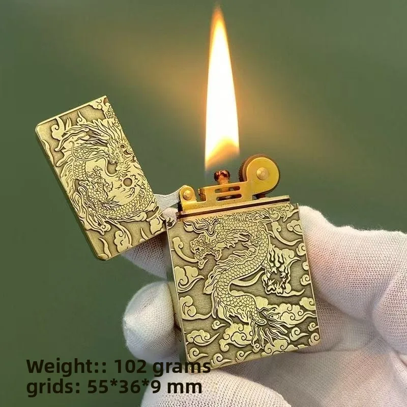 

Handmade Brass Ultra-thin Small Heavy Armor Oil Lighter Shaped Creative Windproof Engraved Custom Lighters Men's Lighter