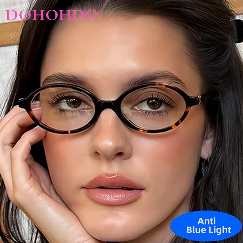

Fashion Designer Retro Small Oval Eyeglasses Men Women For Computer Use Blue Light Blocking Glasses Reading Glasses Lentes Mujer