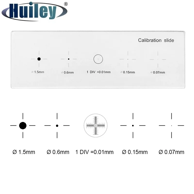 Microscope Micrometer Calibration Glass Slide Cross Dot 0.01 mm with 4 Reticle Calibration Dots Microscope Stage Micrometer