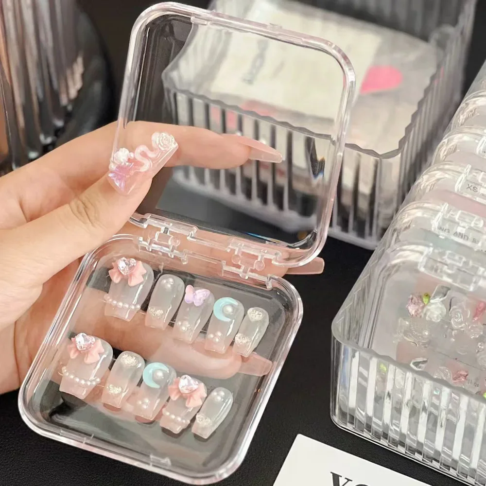 Akrylowe przenośne pudełko kosmetyczne do makijażu Przezroczysty pusty pojemnik na puszek Bransoletka Wyświetlacz do paznokci Organizator Opakowania