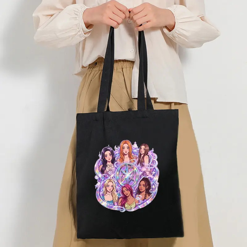 Tote Bag Katseye World Tour Women Large Capacity Multi Functional Travel Bags Fashion Shopping Bags Kpop Fan Gifts Q Version