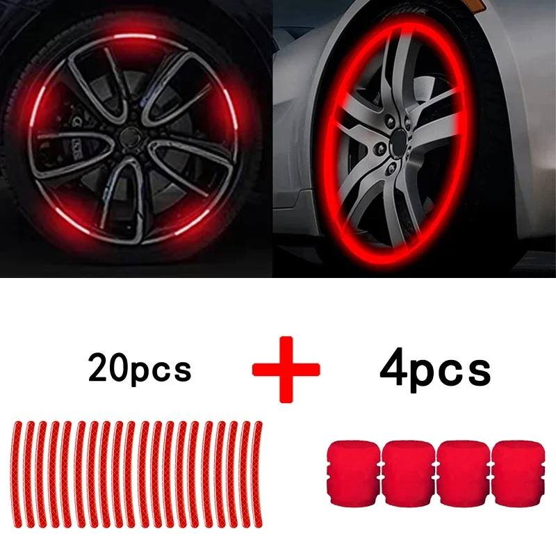 Moto Wheel Reflective Stickers Luminous Valve Caps Fluorescent DIY Car Bicycle Wheel Styling Tyre Hub Motorcycle Accessories