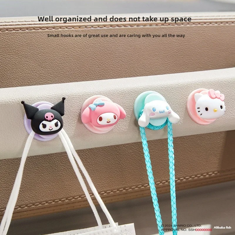 

Sanrio Kawaii Hello Kitty Car Hook Cartoon Car Seat Load-bearing Hook Rear Chair Hook Car Interior Accessories Auto Parts