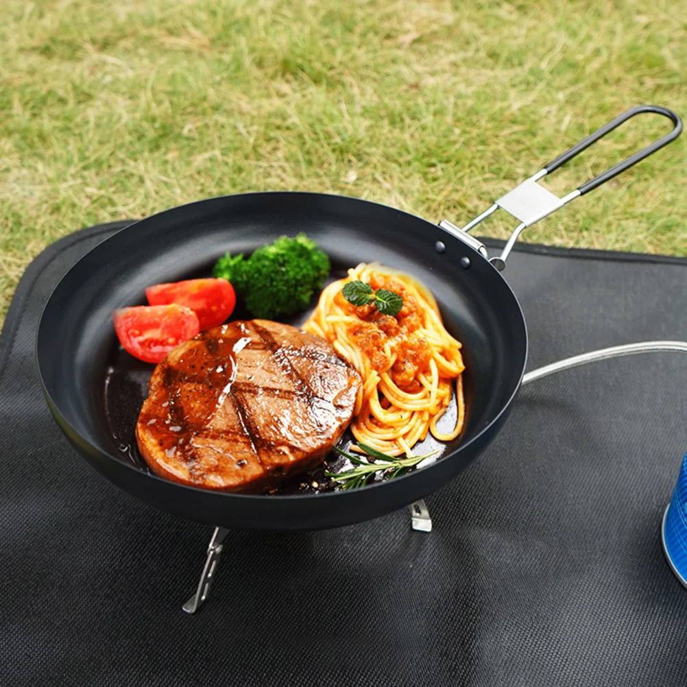 Sartén con mango plegable antiadherente para exteriores, Base plana, uso Universal para estufa de Gas de Camping, Cocina de Inducción, 9 pulgadas