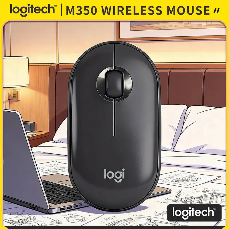 

Беспроводная эргономичная мышь Logitech M350 — гладкие закругленные боковины, бесшумное прокрутывание, USB-приемник, 1000 DPI, идеальный компаньон для работы и путешествий