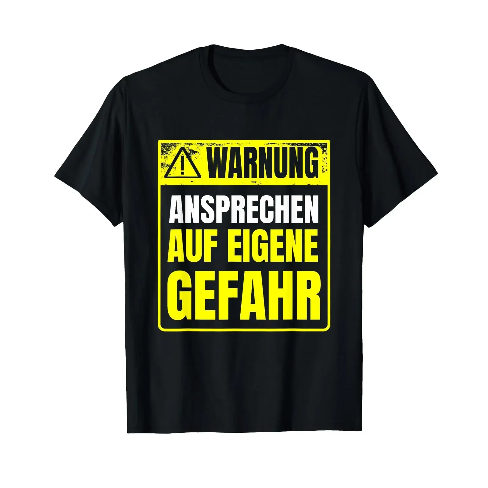 T shirt with German text Warning Address bad moods at your own risk black s vintage Washed Comfortable Stylish Versatile Soft