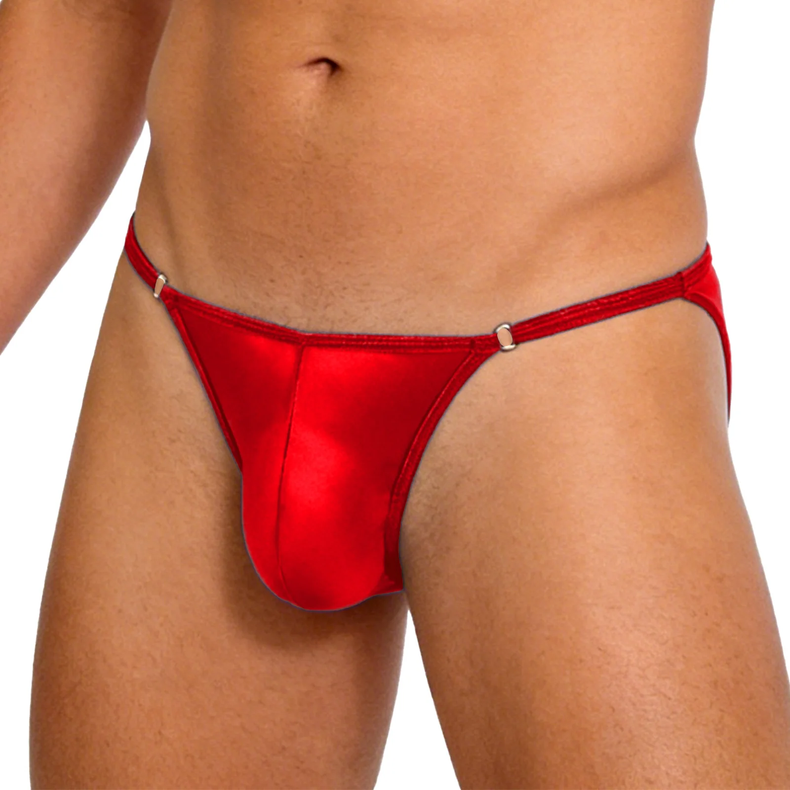 

Mens Glossy Silky G-String Thongs Briefs Low Rise Bulge Pouch Underwear Adjustable Waist Panties Swimwear Rave Club Nightwear