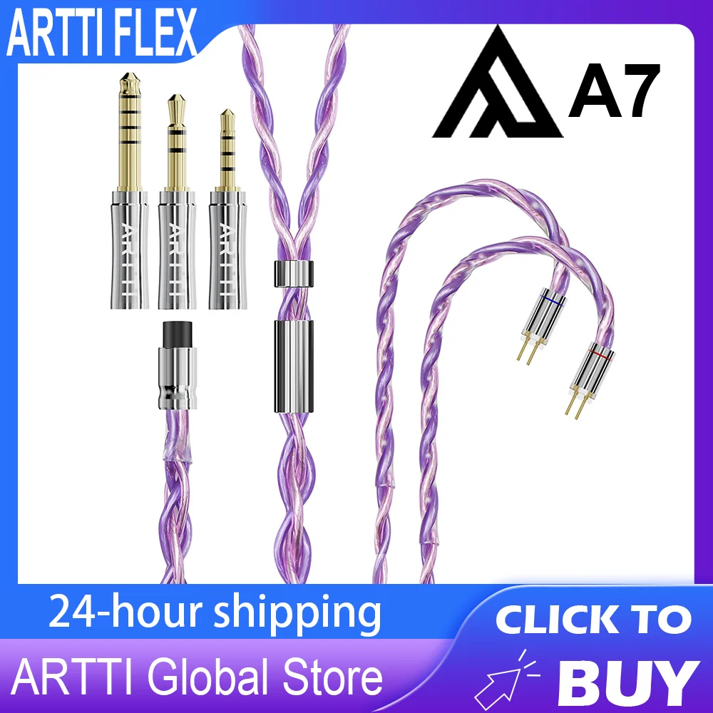 ARTTI FLEX-Cable de actualización para auriculares A7, accesorio de 4 núcleos, 3 en 1, 2,5 + 3,5 + 4,4mm, 280 hebras, chapado en plata, 7N, OCC, cobre, 2 pines/MMCX