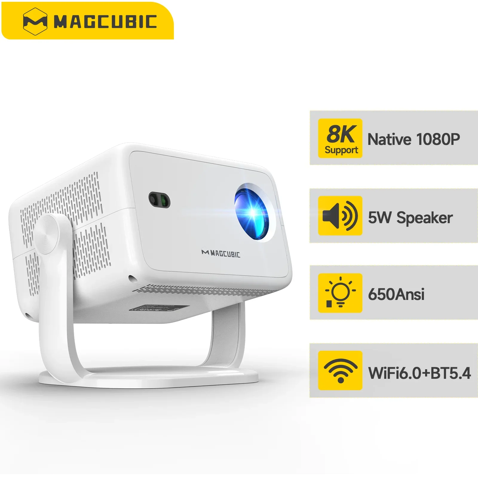 Image of Magcubic L018 Heimkino-Projektor Native 1080P 8K-Unterstützung Android 14 WiFi6 BT5.4 Tragbarer Filmprojektor mit 360° ° Korrektur
