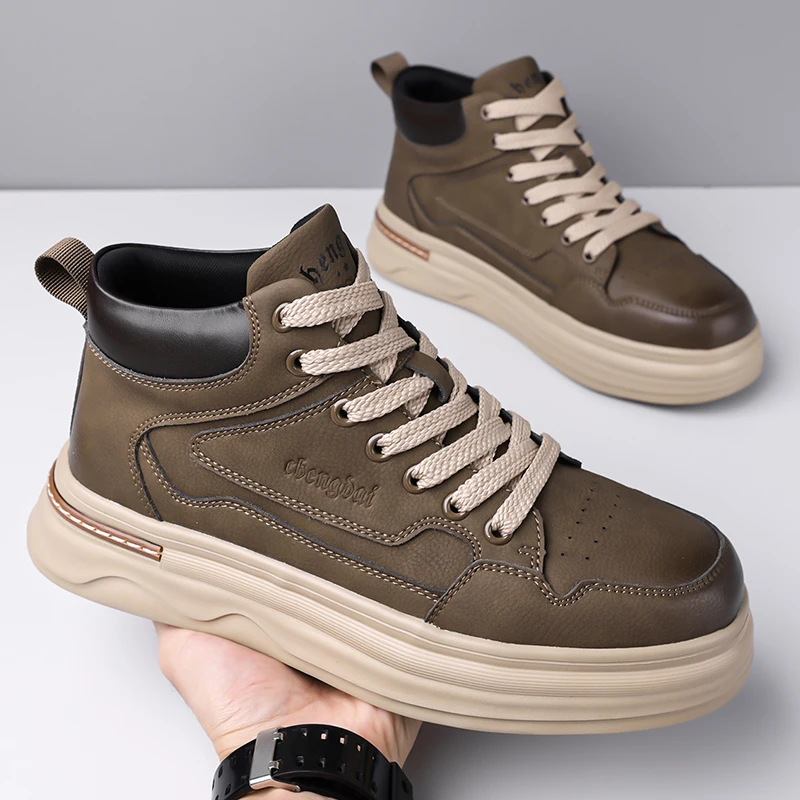 

Mens Casual Sneakers Comfortable Soft Bottom Male Trainers Fashion Classic Non-slip Lace-up Tennis Shoes Sport Shoes Man Leather