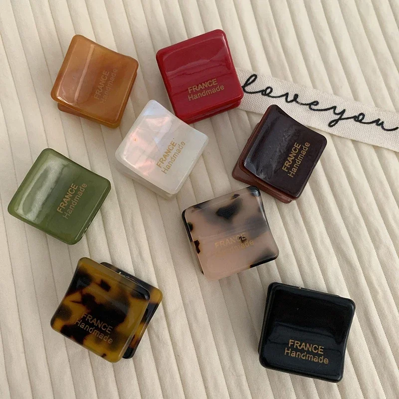 *Новая корейская простая милая квадратная мини-заколка для волос 2 см, модная заколка для волос из ацетата, однотонная заколка для челки, аксессуары для волос